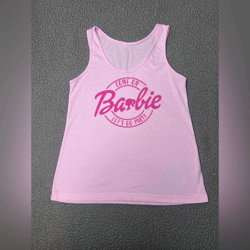 Barbie Pink Sleeveless Tank Top Womens Size Small Graphic Print Top